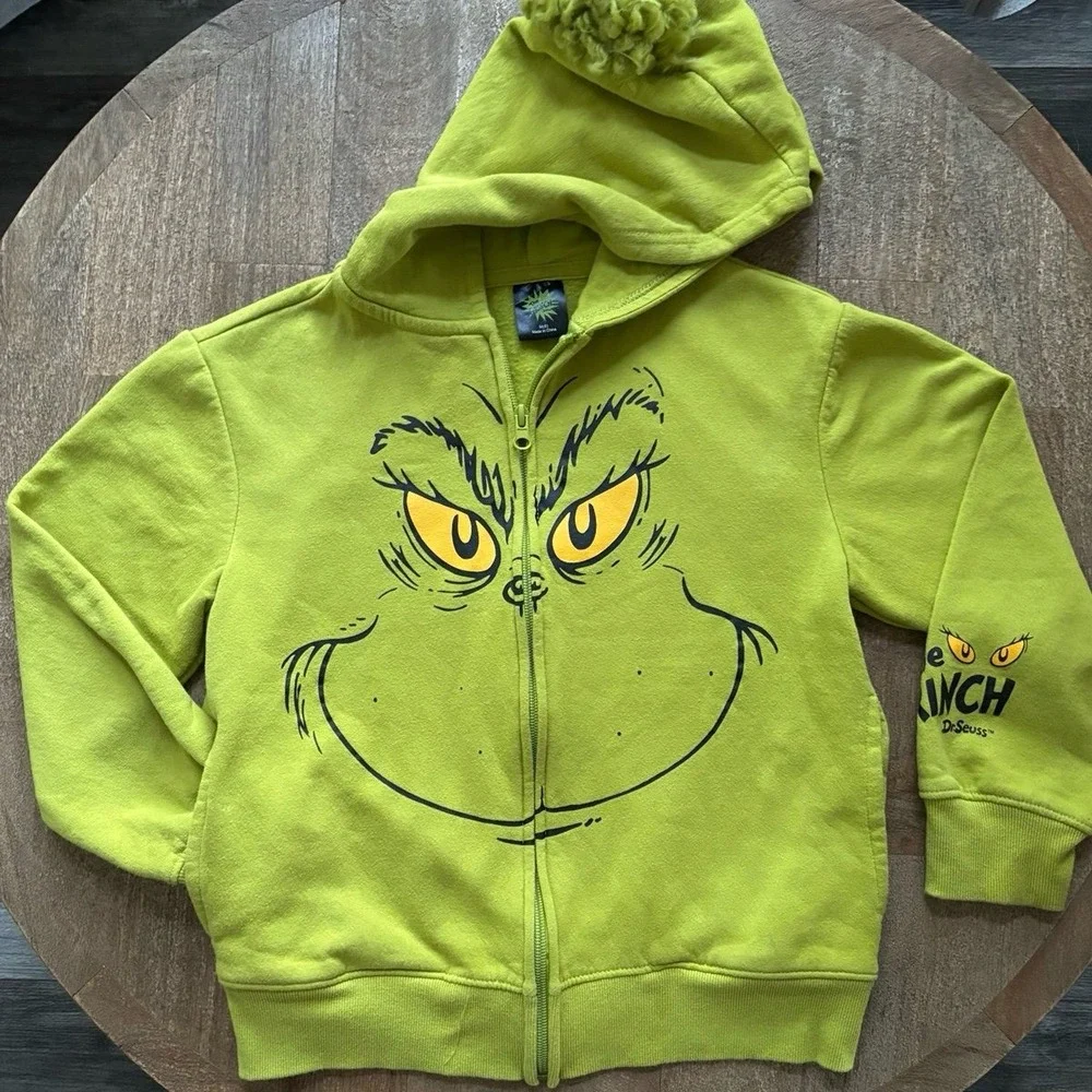 Children's The Grinch zip-up hoodie Medium (8)
